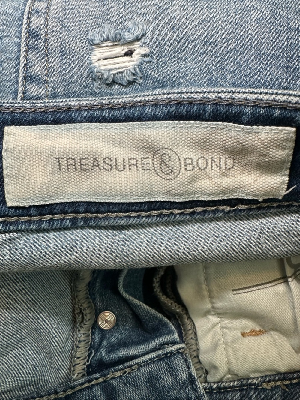 Nordstrom Treasure & Bond Foster‎ Boyfriend High Rise Shorts Distressed Denim 27 - Picture 6 of 8